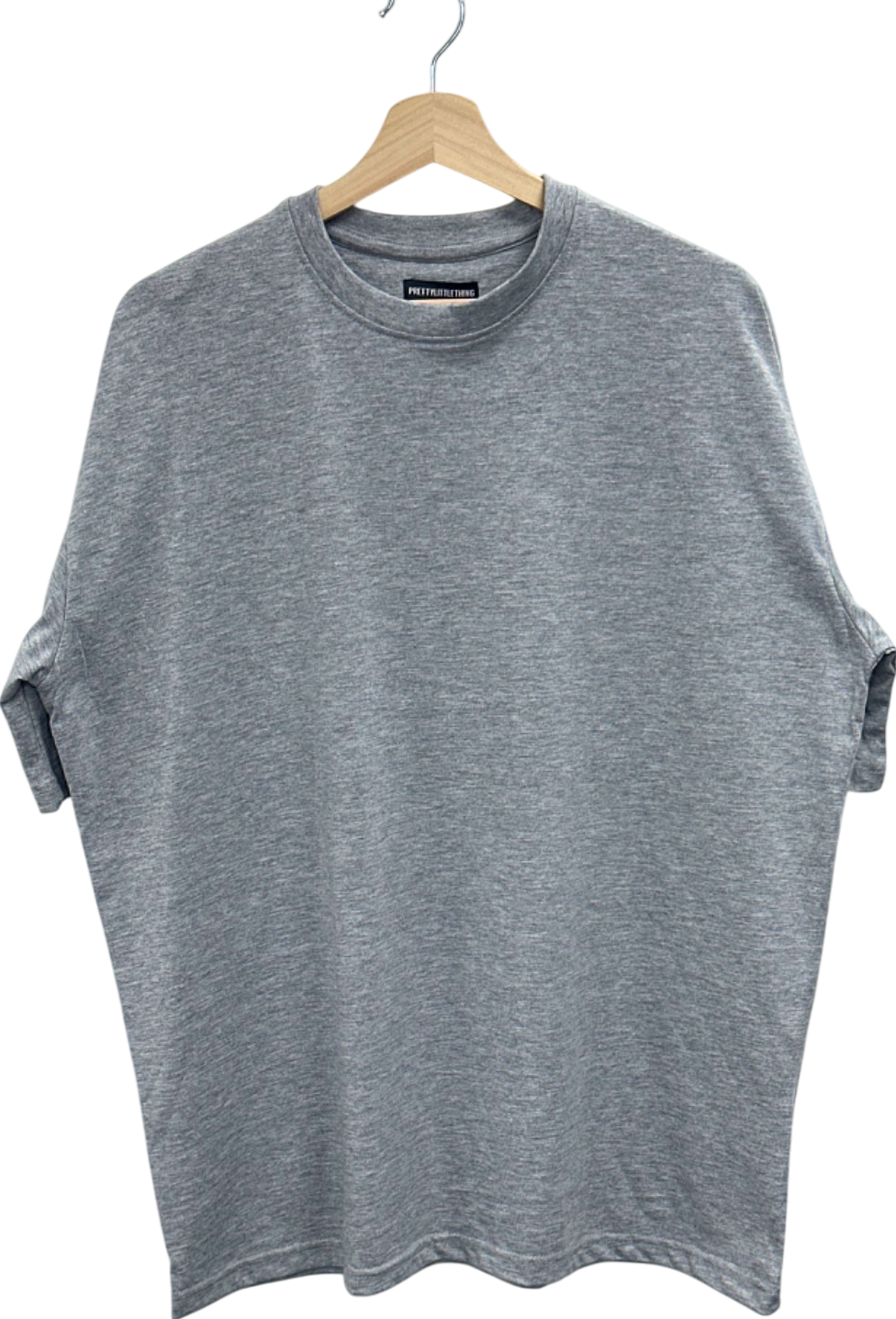 PrettyLittleThing Ash Grey Cotton Oversized Boxy T-shirt UK 8