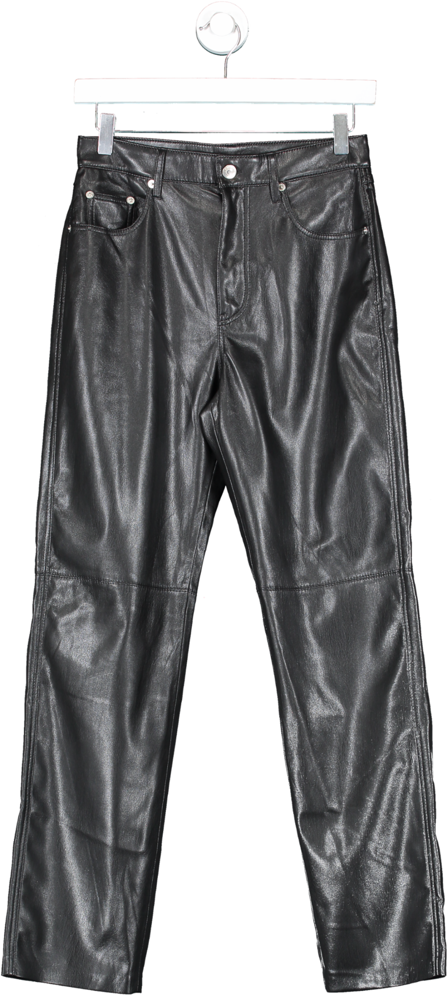 Nanushka Black Vegan Leather Trousers UK S