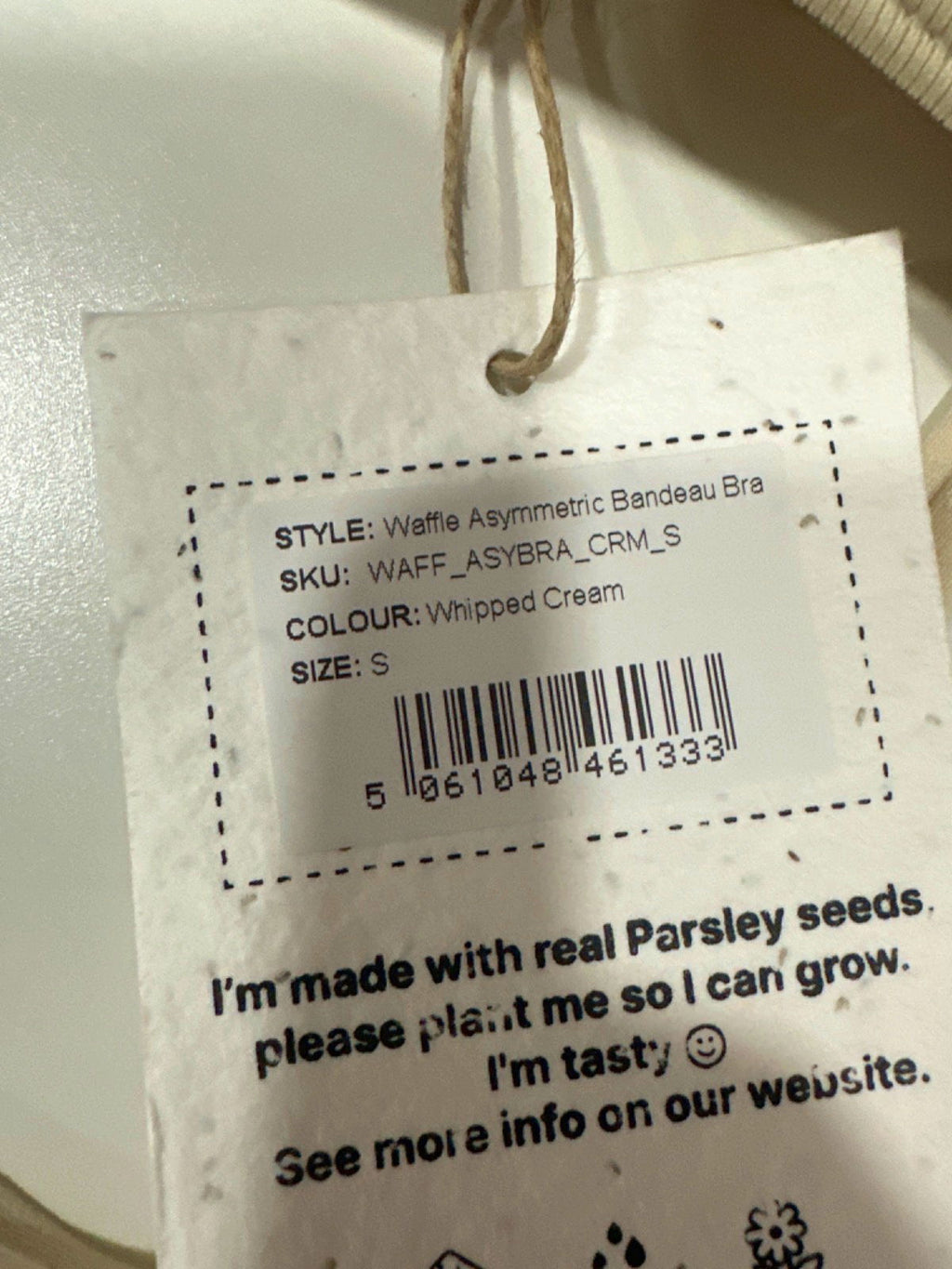 SEFI Whipped Cream Waffle Asymmetric Bandeau Bra UK S