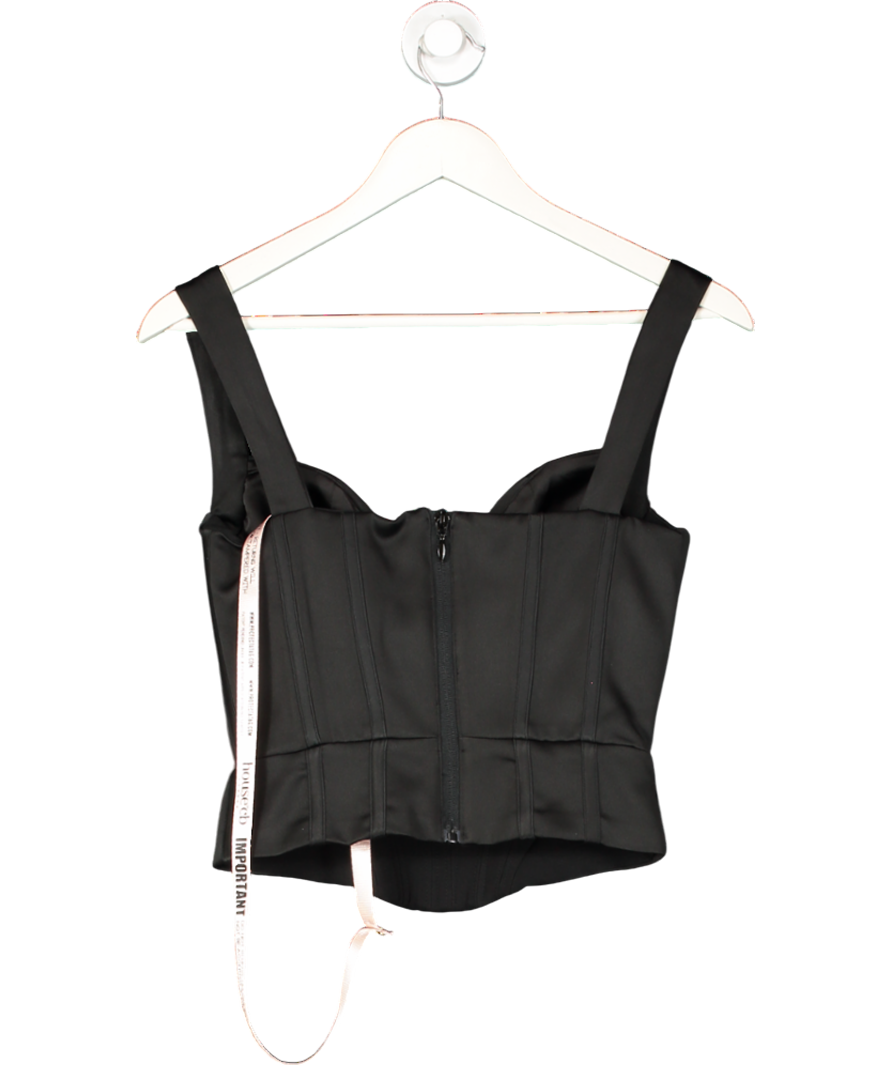 House of CB Black Liberty Satin Plunge Corset UK S