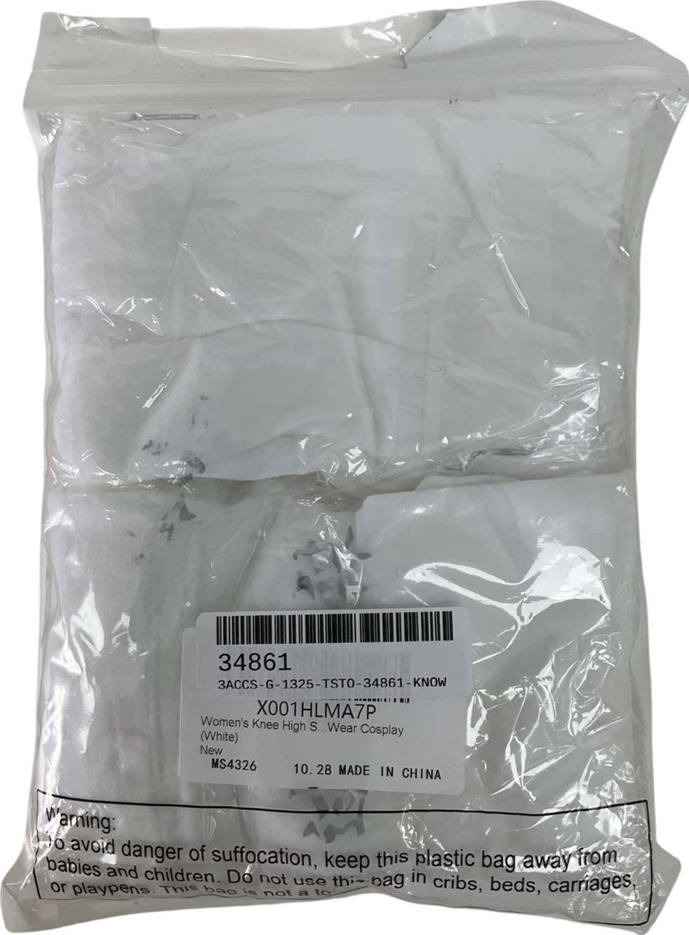 Bencailor White Knee High Cosplay Socks UK S