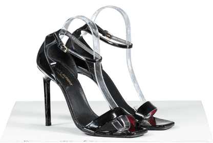 Saint Laurent Amber Black Patent Heeled Sandals UK 6 EU 39 👠