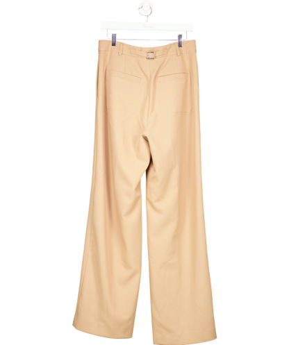 Karen Millen Beige Compact Stretch Tailored Wide Leg Trousers UK 12