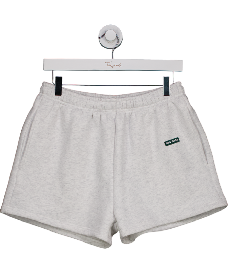 ru & rocka Grey Boxy Varsity Shorts UK S