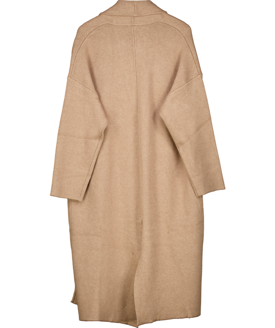 MANGO Beige Oversize Knitted Coat With Pockets UK L