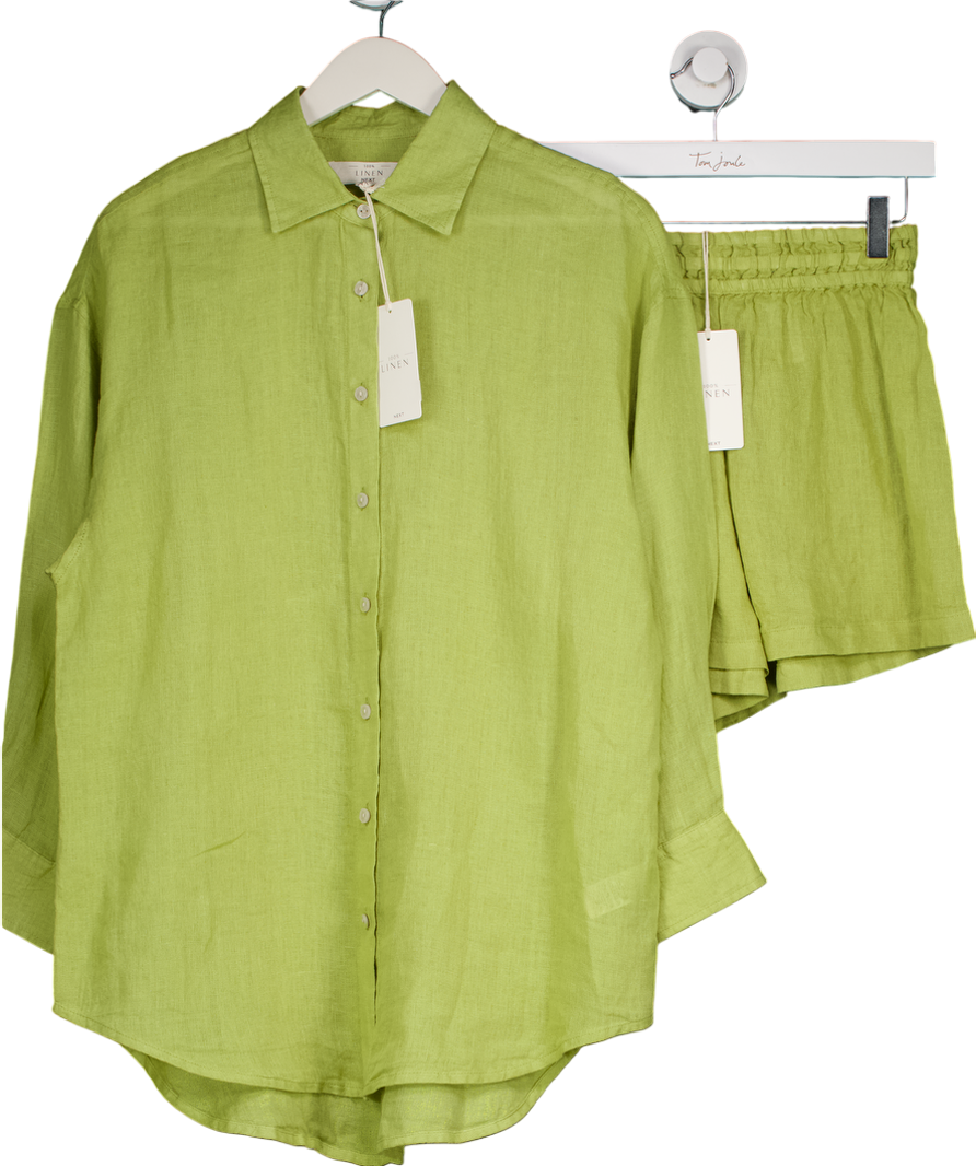 Next Green Linen Shirt And Shorts Set UK 8