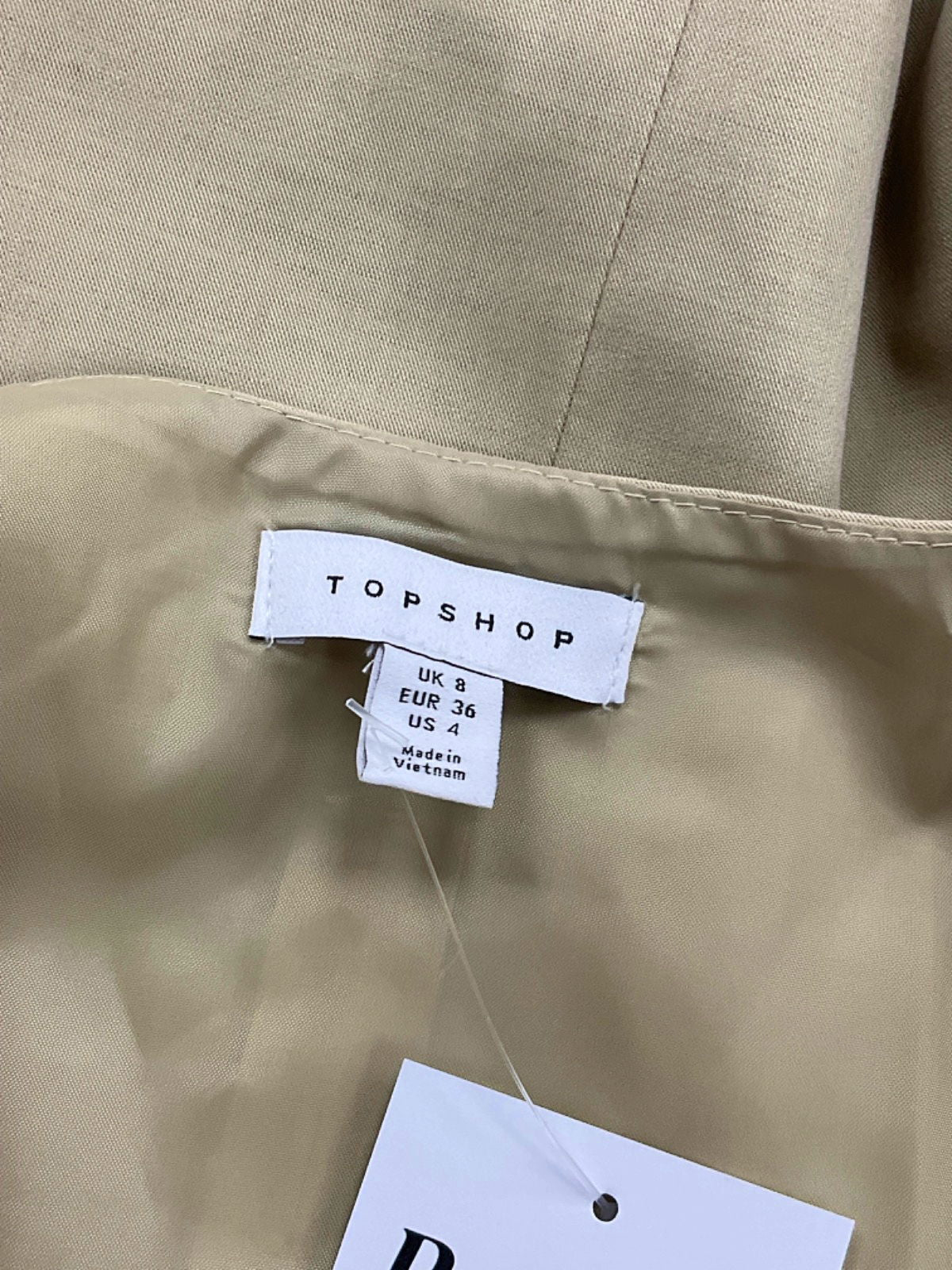 Topshop Beige Tie-Front Waistcoat top UK 8