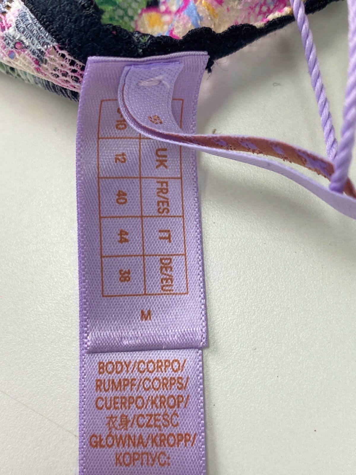 Savage x Fenty Black Floral Lace Bra and Thong Set Medium UK32F