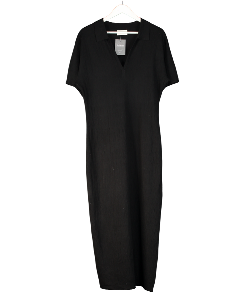 knee length dresses for ladies Iveta Dress Black Midi Gaun Rajut Polo Elegan