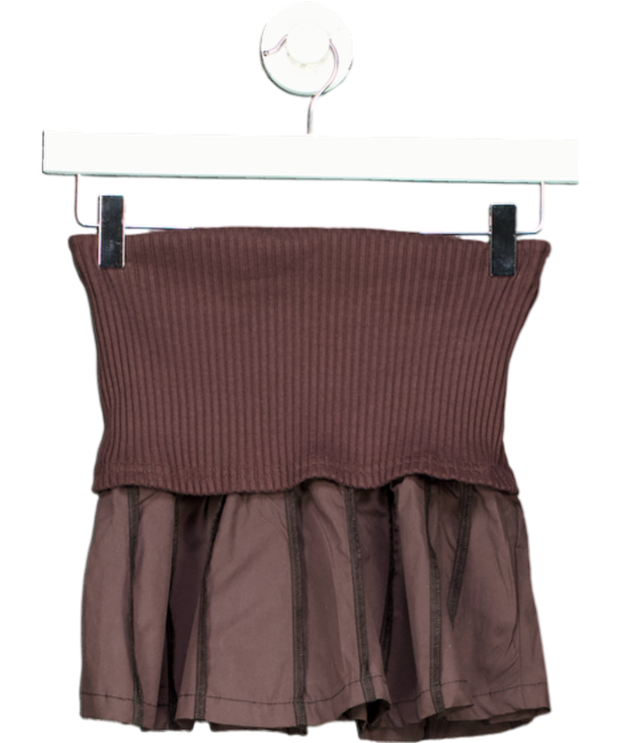 Kernemilk Brown Fold Over Waist Mini Skirt UK XS