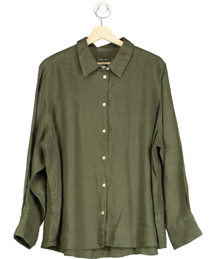 M&S Green Pure Linen Shirt UK 22