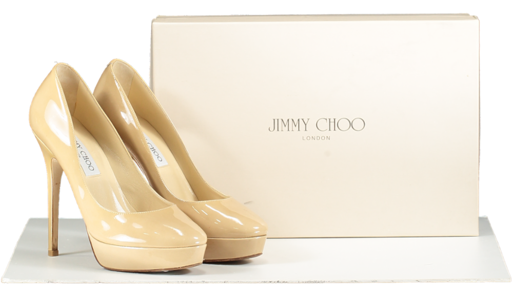 Jimmy Choo Cosmic Nude Patent Platform Heels UK 3 EU 36 👠