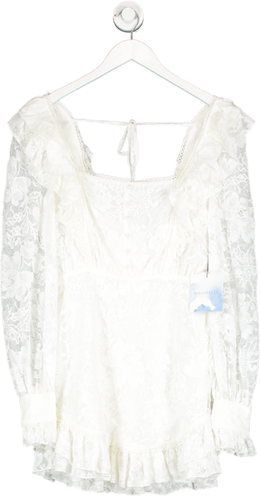 Majorelle White Pearl Lace Detail Mini Dress UK S