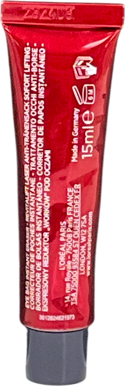 loreal Revitalift Laser Instant Eye Bag Eraser, Instant Tightening & Smoothing Effect To Reduce Under-eye Bags 15ml