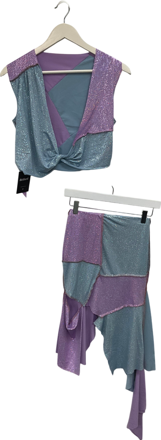 Cou Coo Blue Open Back Top And Skirt Set UK S