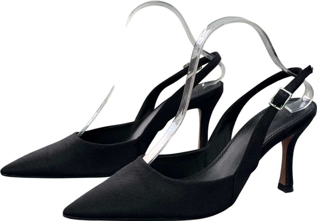 ASOS Black Design Fabric Pointed Toe Slingback Heels UK 6 EU 39 👠