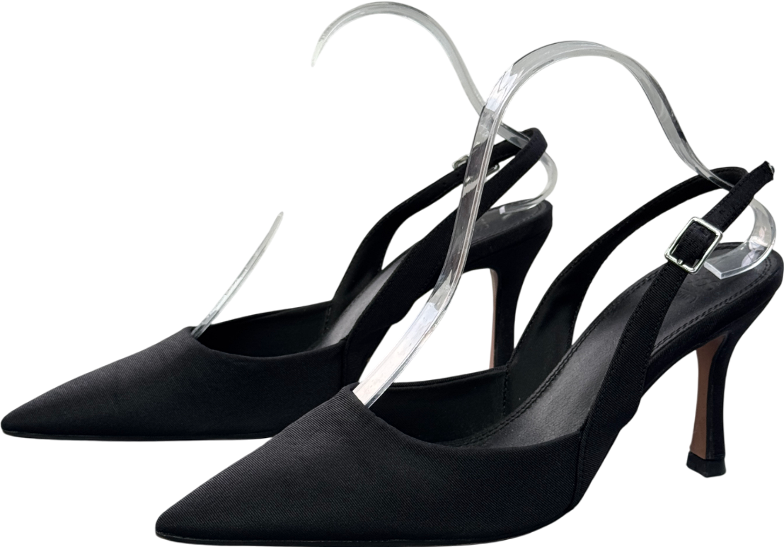ASOS Black Design Fabric Pointed Toe Slingback Heels UK 6 EU 39 👠