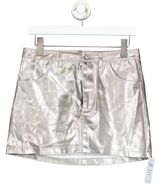 Meshki Metallic Carlie - Silver Coated Mini Skirt UK S