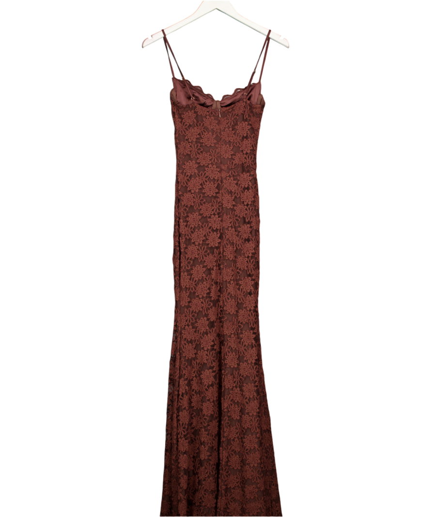 wanderdoll Brown Leah Lace Maxi Dress | Chocolate UK XS