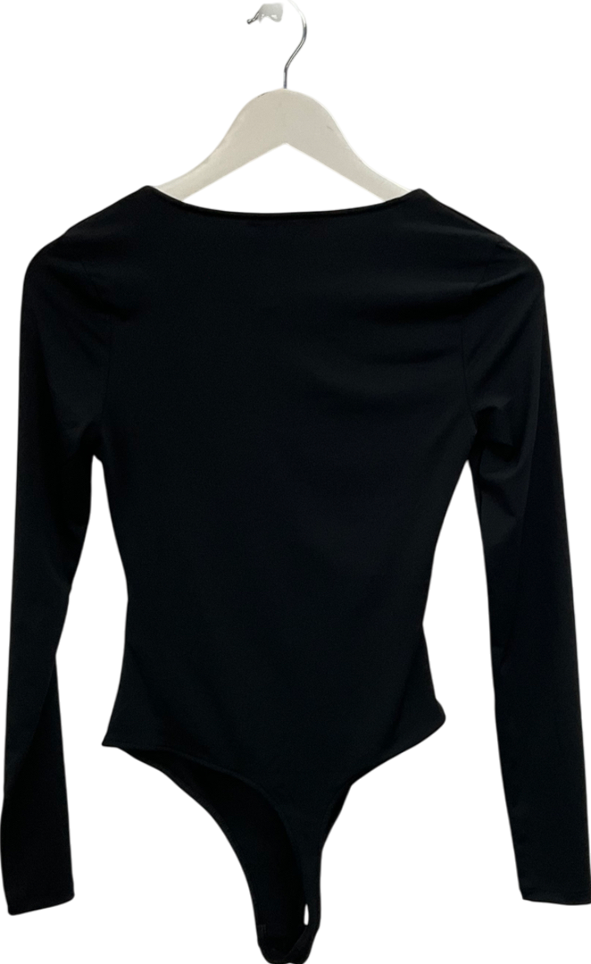 H&M Black Long Sleeve Asymmetric Neck Bodysuit UK S