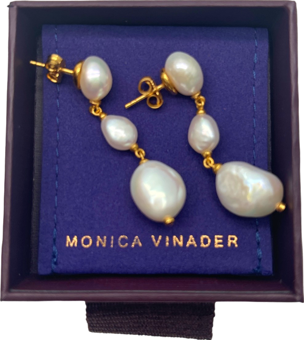 Monica Vinader Gold Pearl Drop Earrings