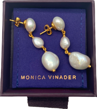 Monica Vinader Gold Pearl Drop Earrings