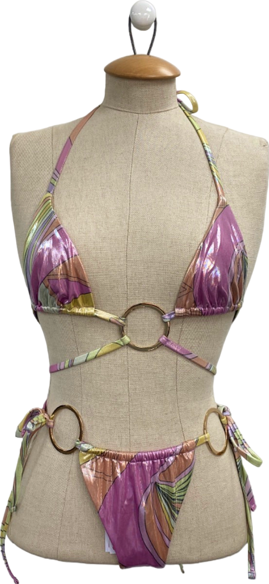 Oceanus Multi-Colour Halterneck Bikini Set UK S