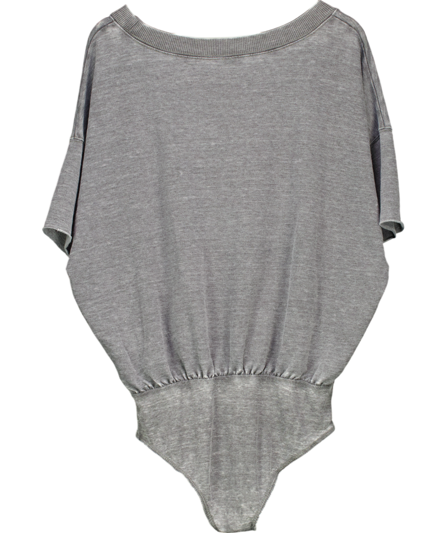 Free People Grey Oversize Relaxed Bodysuit UK S