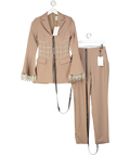 Lavish Alice 2-piece Beige  Pearl Embellished Blazer  and tailored trouser set UK 8
