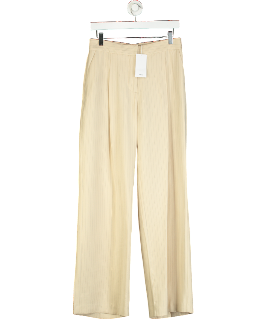 MANGO Beige Striped Suit Trousers UK 8