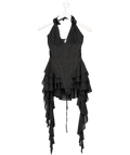 Oh Polly Black Kristena Ruffled Halterneck Bodysuit UK M