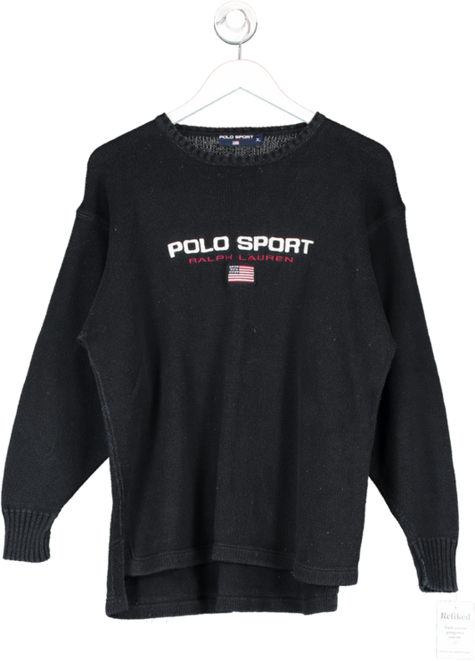 Polo Sport Black Embroidered Logo Jumper UK XL