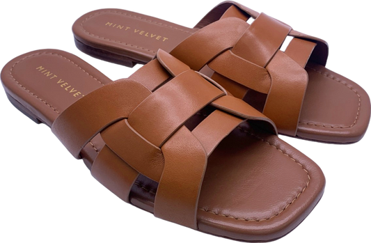Mint Velvet Brown Myla Tan Cleat Flat Sandals UK 7