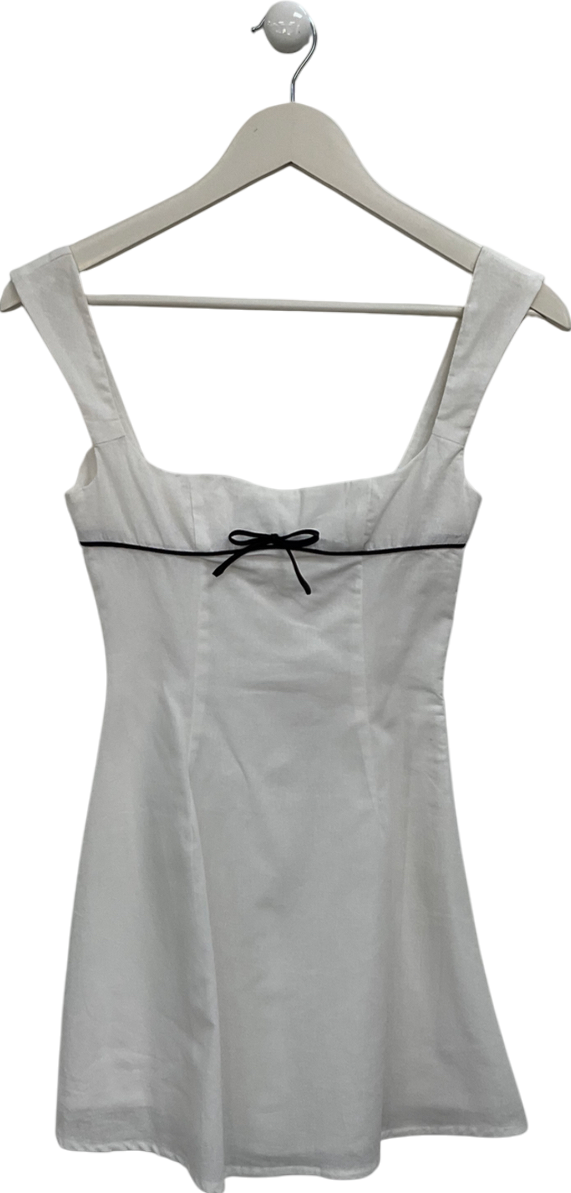 Pepper Mayo White Contrast Bow Mini Dress UK 4