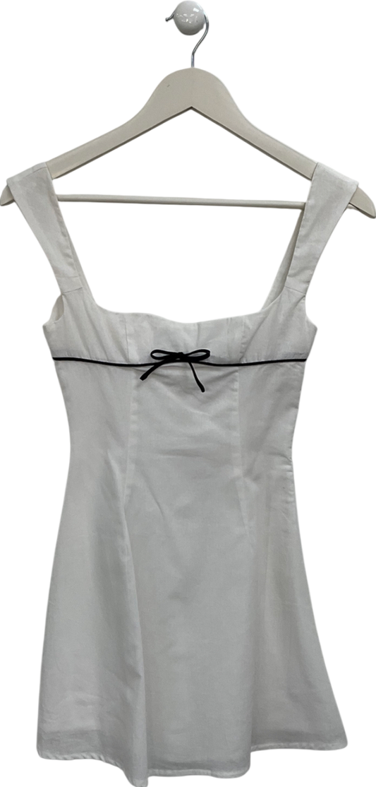 Pepper Mayo White Contrast Bow Mini Dress UK 4