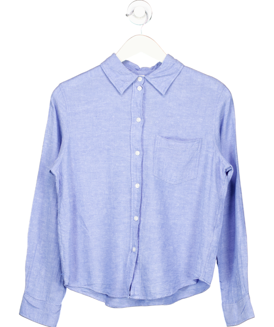H&M Blue Linen-blend Shirt UK XS