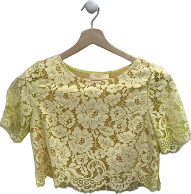 Erin Yellow Lace Crop Top Size UK 10