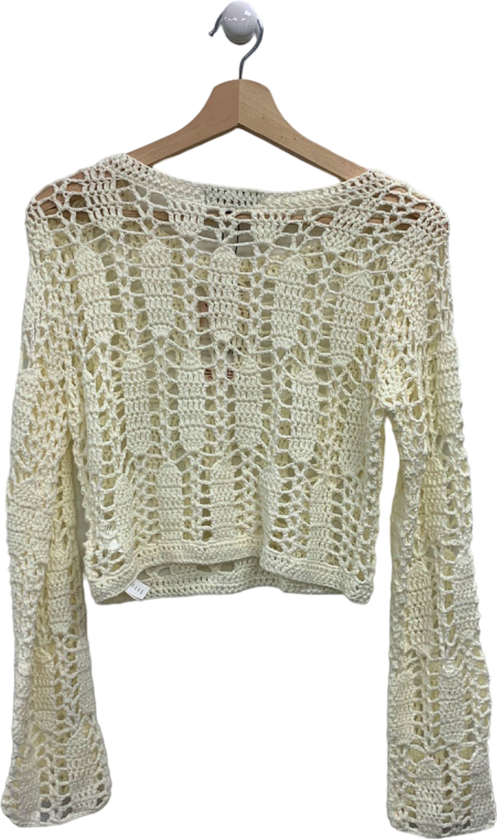 Missguided White Crochet Crop Jumper UK 10/12