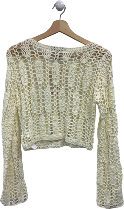 Missguided White Crochet Crop Jumper UK 10/12