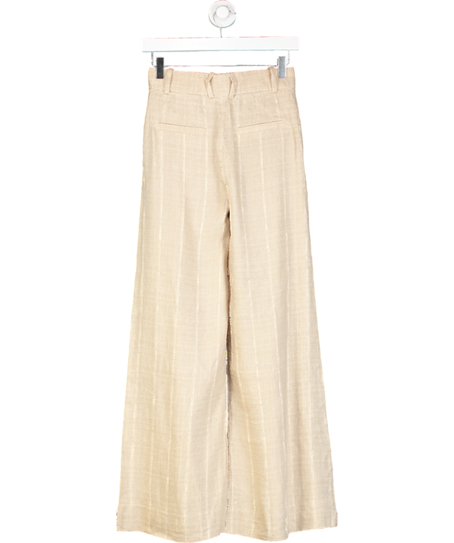 & Other Stories Beige Linen Wide Leg Tailored Trousers UK 6