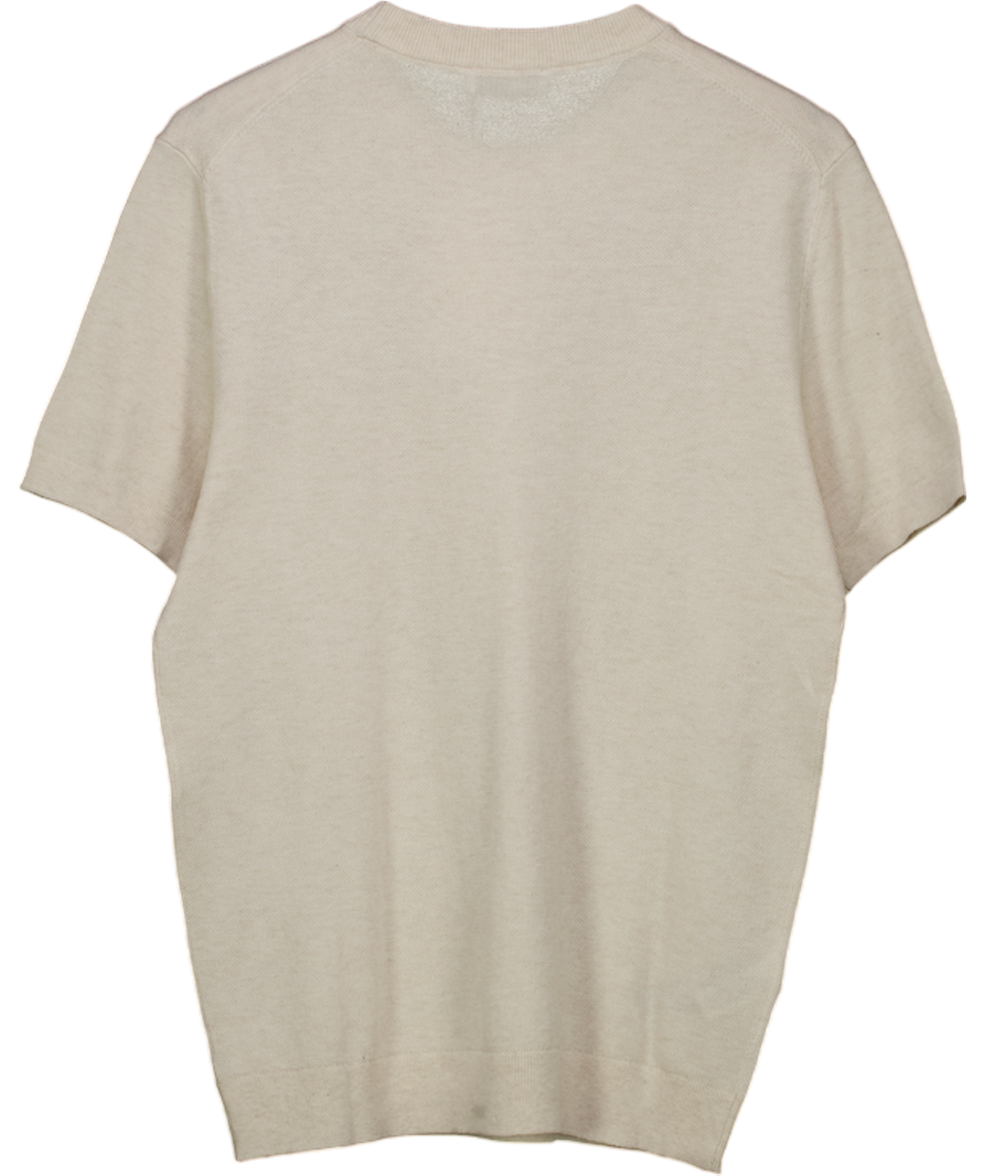 MANGO Cream Waffle Knit T-shirt UK M