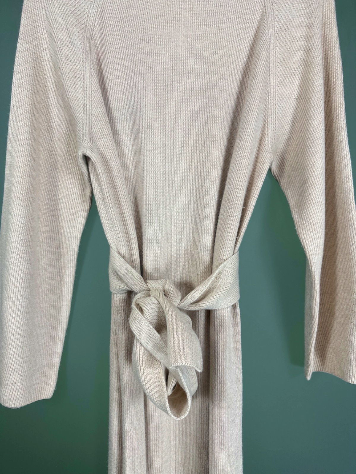 MNG Beige Ribbed Knit Dress UK M