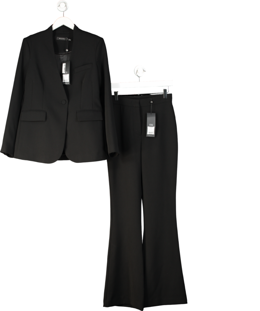 Mint Velvet Black 2-piece Collarless Blazer And Black Flared Trouser Suit UK 10 & UK 8