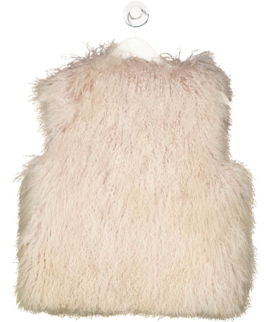 Mint Velvet Beige Neutral Mongolian Fur Gilet UK S
