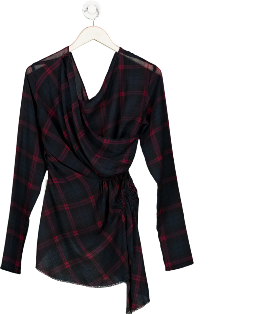 MIISTA Leda Blouse Burgundy Red Check Fr36 UK 8