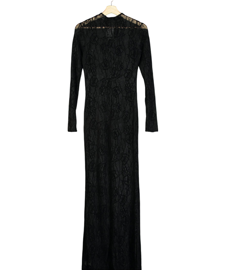 Good American Black Lace Maxi Dress UK 6