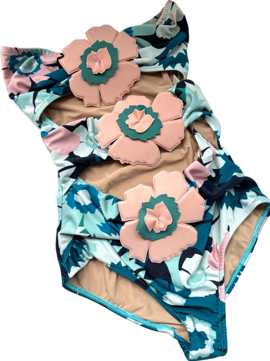 Adriana Degreas Multicolour Floral Cutout Swimsuit Petite UK S