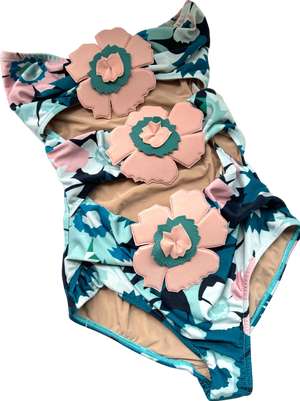 Adriana Degreas Multicolour Floral Cutout Swimsuit Petite UK S