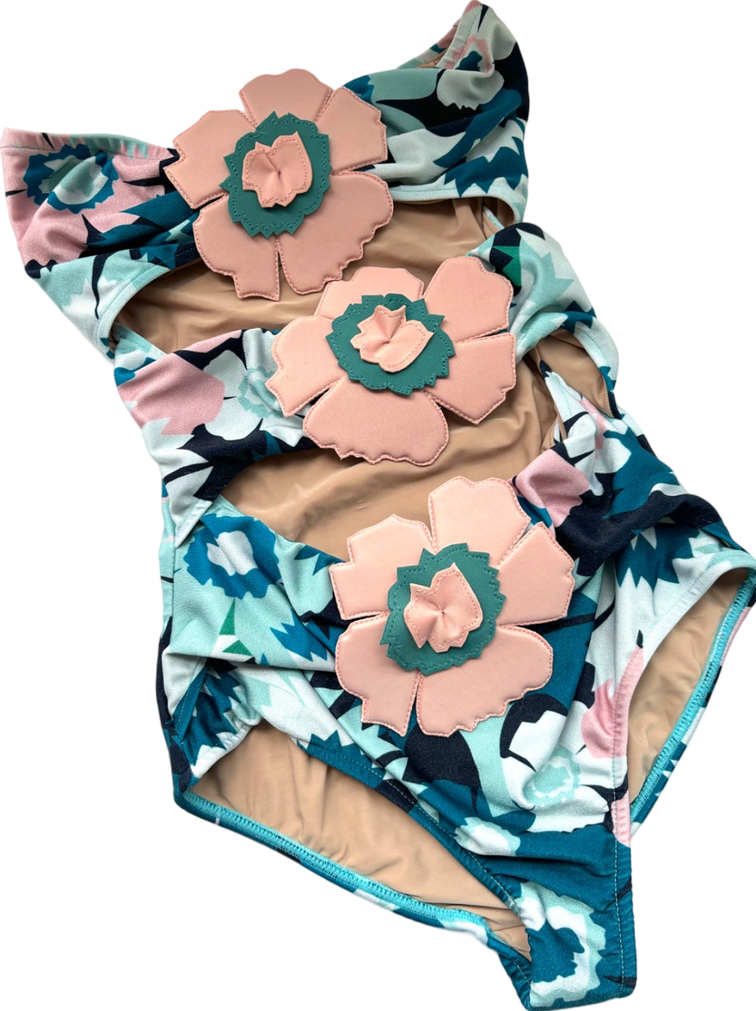 Adriana Degreas Multicolour Floral Cutout Swimsuit Petite UK S