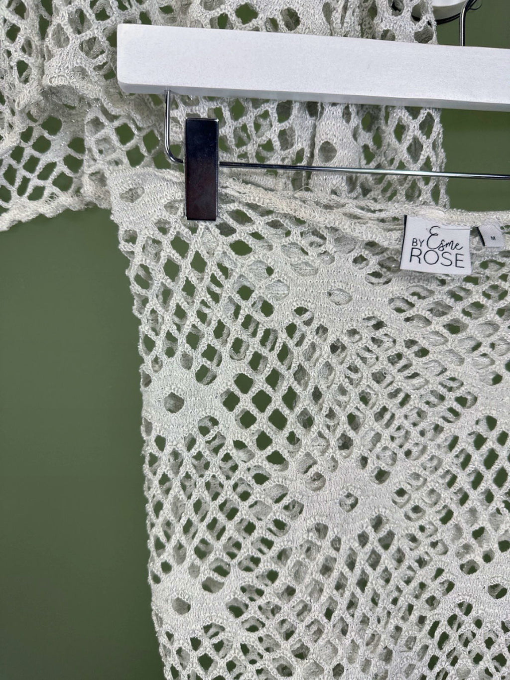 By Esme Rose White Crochet Knit Top and Skirt Set UK 10